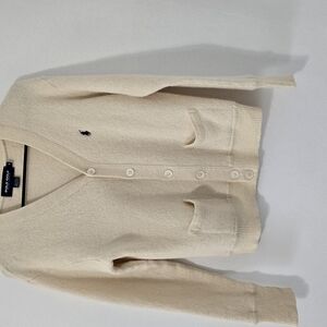 Ralph Lauren Cream V-Neck Sweater Timeless Knit